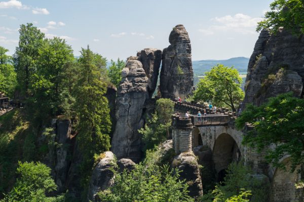 Neurathener Felsentor und Basteibrücke, auf der Bastei