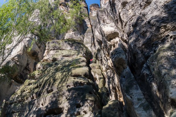 Klettern am Schusterweg, Falkenstein in der Sächsischen Schweiz