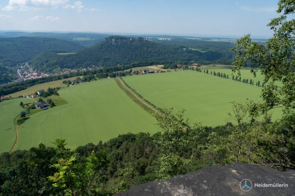 Ausblick vom Lilienstein auf die Festung Königstein